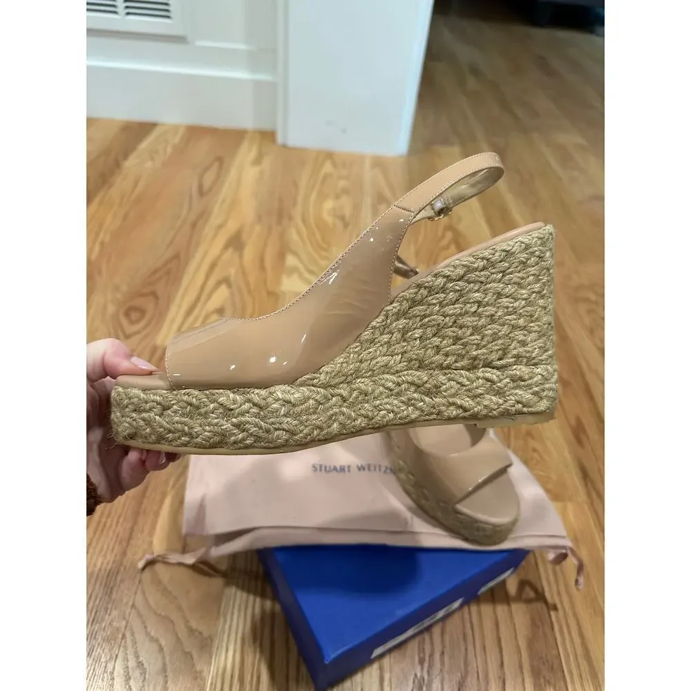 Stuart Weitzman Island Peeptoe Platform Espadrille Size 11
